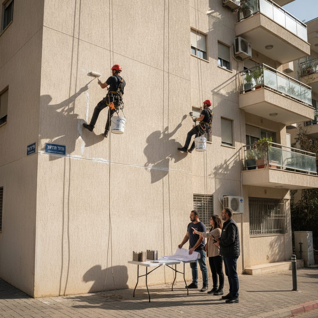 שיפוץ בניין משותף,תחזוקת חזית בניין,איטום קירות חיצוניים,ועד בית